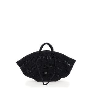 Ibeliv Women 'Sol' Black Handbag With Two Top Handles In Rafia Woman